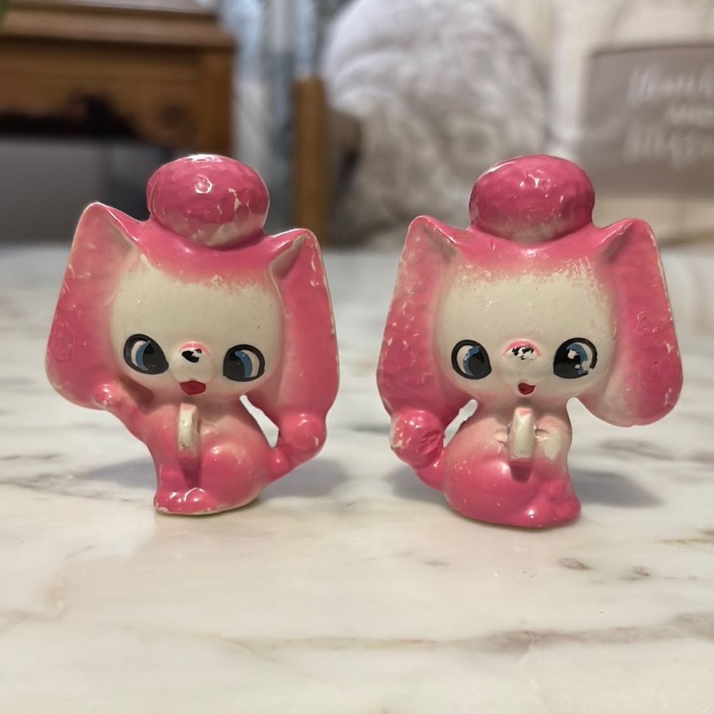 Vintage Arnart set of pink Poodle puppies